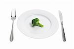 Plate with Broccoli on White Background