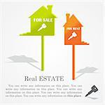 Two signboards of homes (sale and rent). Vector Illustration.