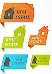 Paper stickers with houses (sale of real estate). Vector Illustration.