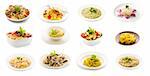 photo of delicious italian pasta and rice dishes putted into a collage