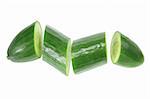 Slices of Lebanese Cucumber on White Background