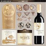 Collection of wine labels and elements