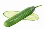 Halves of Lebanese Cucumber on White Background