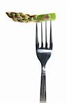 Fork with Asparagus on White Background