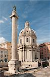 Trajan's Column and church in Rome, Italy