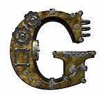 steampunk letter g on white background - 3d illustration