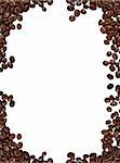 A frame made of coffee beans, with isolated background.