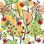 Seamless pattern with autumn trees and bushes