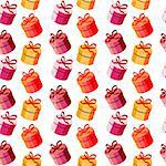 Seamless pattern with red and yellow gift boxes