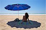 parasol at Conil Beach in Cadiz Andalusia Spain
