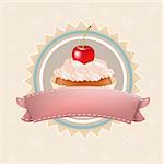 Cupcake With Cherry, Vector Illustration