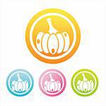 set of 4 colorful pumpkin signs