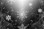 Abstract background of winter decoration with beautiful snowflakes