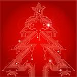 Christmas Tree from circuit board with Star, element for design, eps10 vector illustration