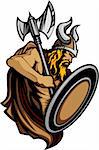 Nordic Viking or Barbarian Vector Mascot wearing a horned Helmet