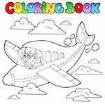 Coloring book with cartoon aviator - vector illustration.