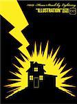 A vector of silhouette of lightning striking a house.   Available as a Vector in EPS8 format that can be scaled to any size without loss of quality. Good for many uses & application. Color easily changed.