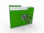 3d folder document green data key security