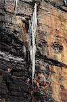 icicles on a cliff face in ballybunion ireland on a winters day