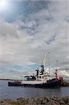 tug boats on the river shannon at foynes in ireland