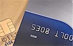 Macro view of golden debit (credit) card with numbers