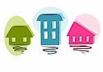 Three colorful simple but beauty houses symbol - vector