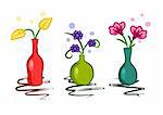 Beauty colorful vase with flowers - vector