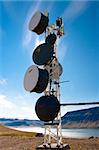 Cell tower on Arnarnes in background Isafjardardjup - Iceland