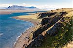 Beauty stony beach on hunafjordur - Iceland. Summer day.