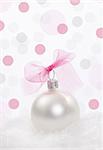 Christmas composition with  christmas decoration over polka dots background