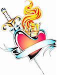 heraldic heart  tattoo emblem