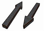 rusty metal arrows on white background - 3d illustration