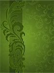 abstract green background with ornaments on the vertical strip