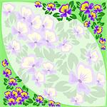 Green border of violets with a pale insert