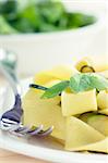 Tagliatelle pasta with zucchini, garlic and olive oil.