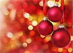 Red Christmas tree decorations on lights background