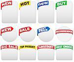 Set of Labels with Sign in Different Shapes and Colors With Various Signs