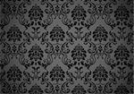 Dark baroque wallpaper, black and grey on revival style