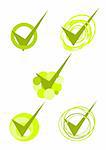 Five green accepted symbols - vector