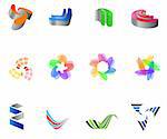 12 different colorful vector symbols: (set 8)