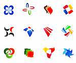 12 different colorful vector symbols: (set 9)