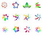 12 different colorful vector symbols: (set 3)