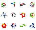 12 different colorful vector symbols: (set 10)