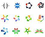 12 different colorful vector symbols: (set 4)