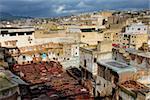 View of tannery in Fez, Moroccan royal city