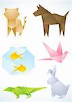 Origami pets made out of colored paper