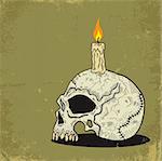Illustration of a skull with a candle