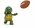 3D Render of a Tortoise throwing an american football