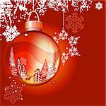Bright red Christmas background with glass ball