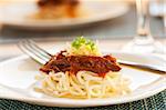 Spaghetti with beef and tomato sauce